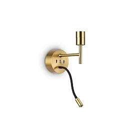 Luminaria de pared SET UP MAP2 de 2 llamas, con brazo flexible, con conexión USB E27 IP20, latón