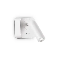 Luminaria de pared BEAN angular, con interruptor IP20, blanco