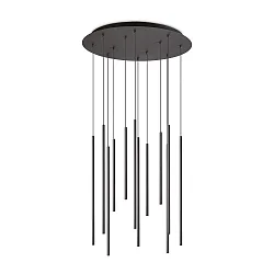 LED pendant luminaire FILO, 12-flame, adjustable height, 23W 3000K, black