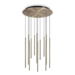 LED pendant luminaire FILO, 12-flame, adjustable height, 23W 3000K, satined brass