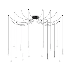Luminaria colgante LUCCIOLA SP16 LED de 16 llamas IP20, negro