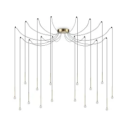Luminaria colgante LUCCIOLA SP16 LED de 16 llamas IP20, latón