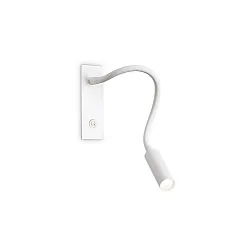 Luminaria de pared IO con interruptor, con brazo flexible IP20, blanco