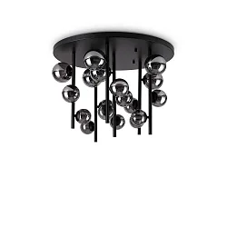 Luminaria de techo PERLAGE de 18 llamas G9 IP20, color humo, negro mate regulable