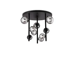 Luminaria de techo PERLAGE de 9 llamas G9 IP20, color humo, negro mate regulable