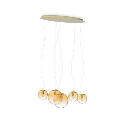 pendant luminaire MAPA CLEAR SP5 5 flames E27 IP20, amber 