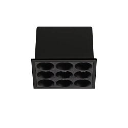 recessed downlight LIKA FI SLIM SQUARE 9 flames, slim, on/off, with trim, UGR < 16 IP20, black matt 