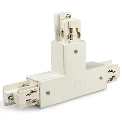 Conector en T trifásico CLASSIC conductor de protección izquierdo, brillante, blanco