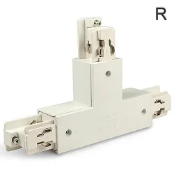 Conector en T trifásico CLASSIC conductor de protección derecho, brillante, blanco