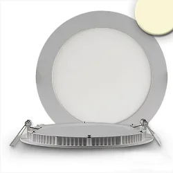 LED downlight, IP42, ultra flat, round, Ø 17cm, dimmable, 12W 3000K 900lm 120°, silver