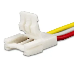 Clipped cable connection (max. 5A) for 3-pole IP20 LED strips (with 1cm width and pitch >0.8cm)