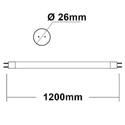 Tubo LED T8 NANO+ G13 18W 2600lm 6000K 300° CRI >80 
