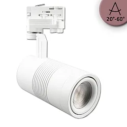 LED 3-phase track spot Fresh Meat Light, 35W, focusable 20°-60°, rotatable and swivelling, matt white