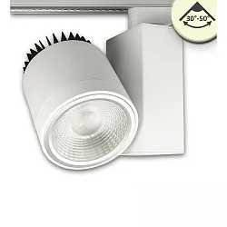 LED 3-phase track spot, 30°-50° focusable, 30W, rotatable and swivelling, dimmable, 4000K 3000lm, matt black