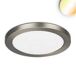 LED ceiling luminaire Slim Flex, IP44, 18W, ColorSwitch 3000|3500|4000K 1530lm 120°, variable opening, brushed nickel