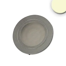 LED furniture recessed spotlight MiniAMP, IP40, Ø 6.5cm, dimmable, brushed nickel / satined, 24V DC, 2W 3000K 140lm 100°