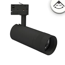 Foco trifásico FOCUS ADJUST 24W giratorio, giratorio, conmutable, enfocable IP20, negro 