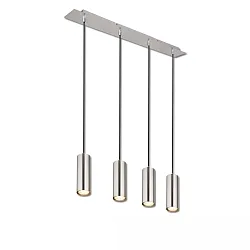 Luminaria colgante de 4 llamas GU10 IP20, níquel mate regulable