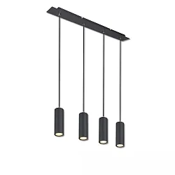 Luminaria colgante de 4 llamas GU10 IP20, negro mate regulable