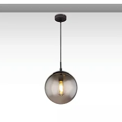 pendant luminaire INFINITY SMOKY GLASS 25 1 flame, round E27 IP20, black dimmable
