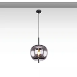 pendant luminaire INFINITY SMOKY GLASS 30 1 flame E27 IP20, black dimmable