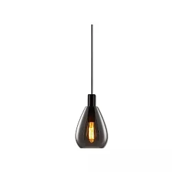 Luminaria colgante INFINITY SMOKY GLASS con cable abierto, 2 polos E27 IP20, negro regulable