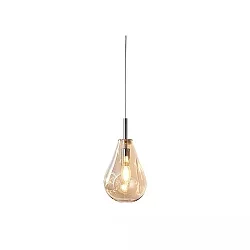 Luminaria colgante INFINITY AMBER GLASS con cable abierto, 2 polos E14 IP20, cromo, brillante regulable
