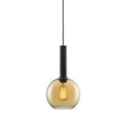 pendant luminaire INFINITY AMBER ROUND GLASS 20CM round E27 IP20, amber, black dimmable