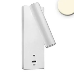 Luminaria para leer LED USB A+C 3-STEP con interruptor, ajustable, con función de carga USB IP42, blanco regulable