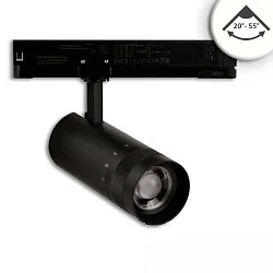 Foco trifásico enfocable IP20, negro regulable