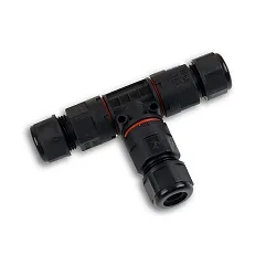 Unión en T para cables IP68, 6.5-11MM / 0.75-2.5MM², 250V 16A 3 polos, negro
