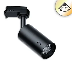 3-phase spot SELECT 18-50° PHASE CCT Switch, UGR < 19, multipower, focusable, cardanic swivelling IP20, black dimmable