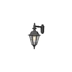 Luminaria de pared para exteriores PALLAS abajo, grande E27 IP23, color humo, negro