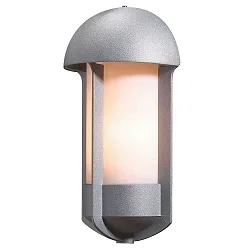 Luminaria de pared para exteriores TYR E27 IP23, ópalo, plata