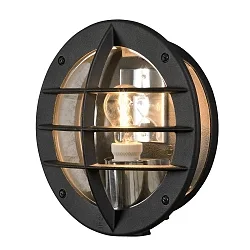 Luminaria de pared para exteriores ODEN con enchufe E27 IP23, ópalo, negro