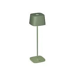Lámpara de mesa a pilas CAPRI IP54, verde, gris regulable