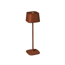Lámpara de mesa a pilas CAPRI IP54, barro cocido regulable