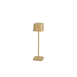 Lámpara de mesa a pilas CAPRI MINI USB angular IP54, color arenoso regulable