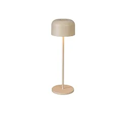 Lámpara de mesa a pilas LILLE con conexión USB, con regulador táctil IP54, color arenoso regulable