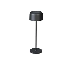 Lámpara de mesa a pilas LILLE con conexión USB, con regulador táctil IP54, negro regulable