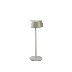 Lámpara de mesa a pilas MENTON USB IP54, gris, barnizado regulable