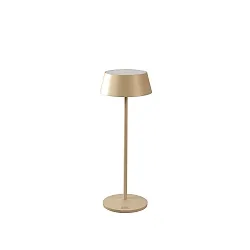 Lámpara de mesa a pilas MENTON USB IP54, color arenoso, barnizado regulable