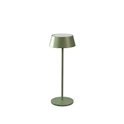 Lámpara de mesa a pilas MENTON USB IP54, verde, gris, barnizado regulable