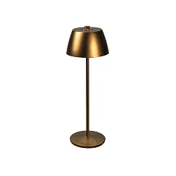 Lámpara de mesa a pilas EZE USB IP54, color cobre, mate