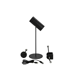 Lámpara de mesa a pilas MULTI 3in1 IP54, negro regulable
