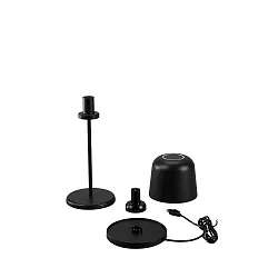 Lámpara de mesa a pilas BIOT USB IP54, negro regulable