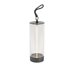 Lámpara de mesa a pilas EDISON S USB IP54, antracita regulable