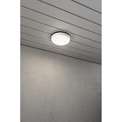 Outdoor LED wall or ceiling luminaire CESENA, IP54, round, 10W 3000K 900lm, white aluminium / opal acrylic glass