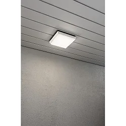Outdoor LED wall or ceiling luminaire CESENA, IP54, angular, 10W 3000K 900lm, white aluminium / opal acrylic glass