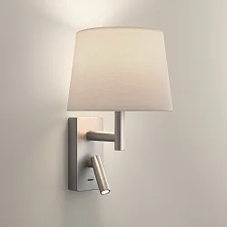 Luminaria de pared y techo METRICA SHADE READER E27 IP20, Pantalla excl, níquel